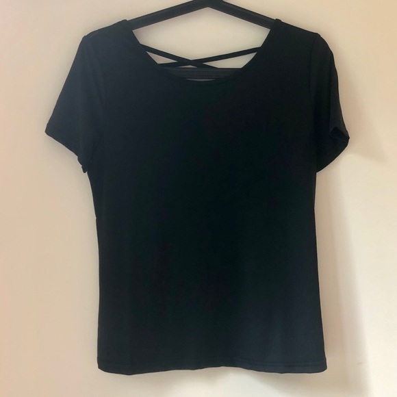 SHEIN BLACK LACE CRISSCROSS BACK TEE -  M - Picture 7 of 12